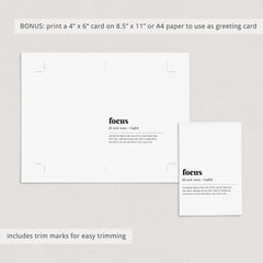 Focus Definition Print Instant Download