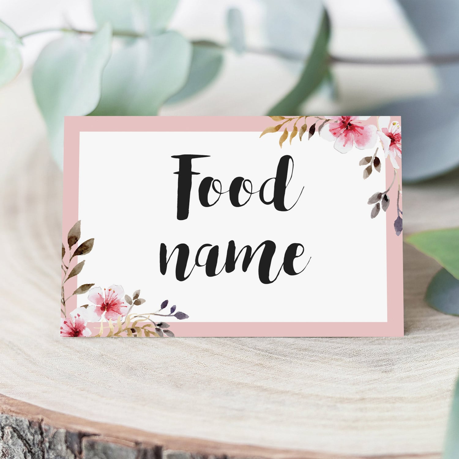 Pink floral food label cards template by LittleSizzle