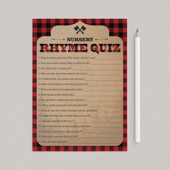 Red and Black Buffalo Plaid Nursery Rhyme Quiz Printable by LittleSIzzle