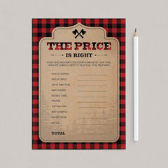 Printable the price is right baby shower game lumberjack by LittleSizzle