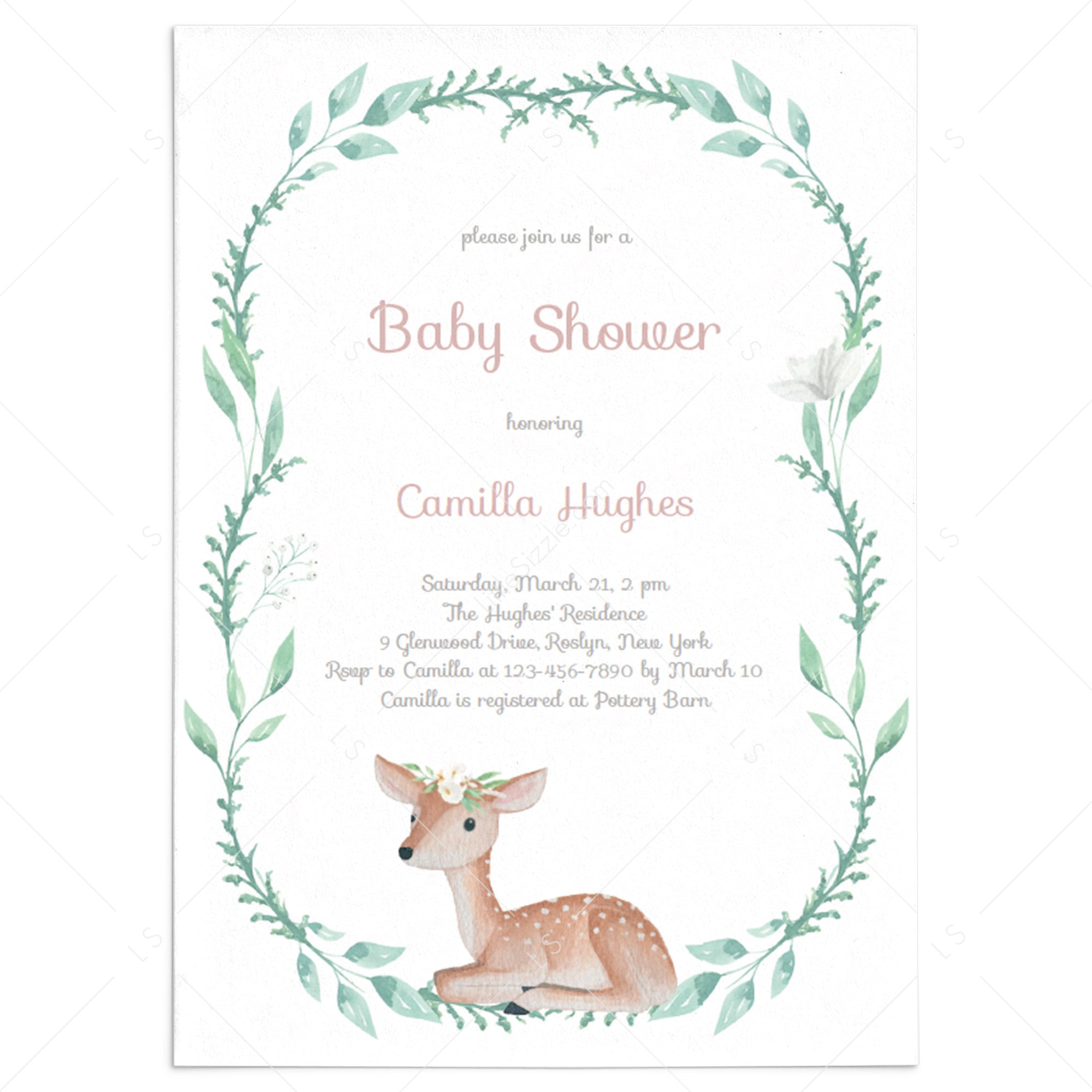 Baby Deer baby shower invitation template by LittleSizzle