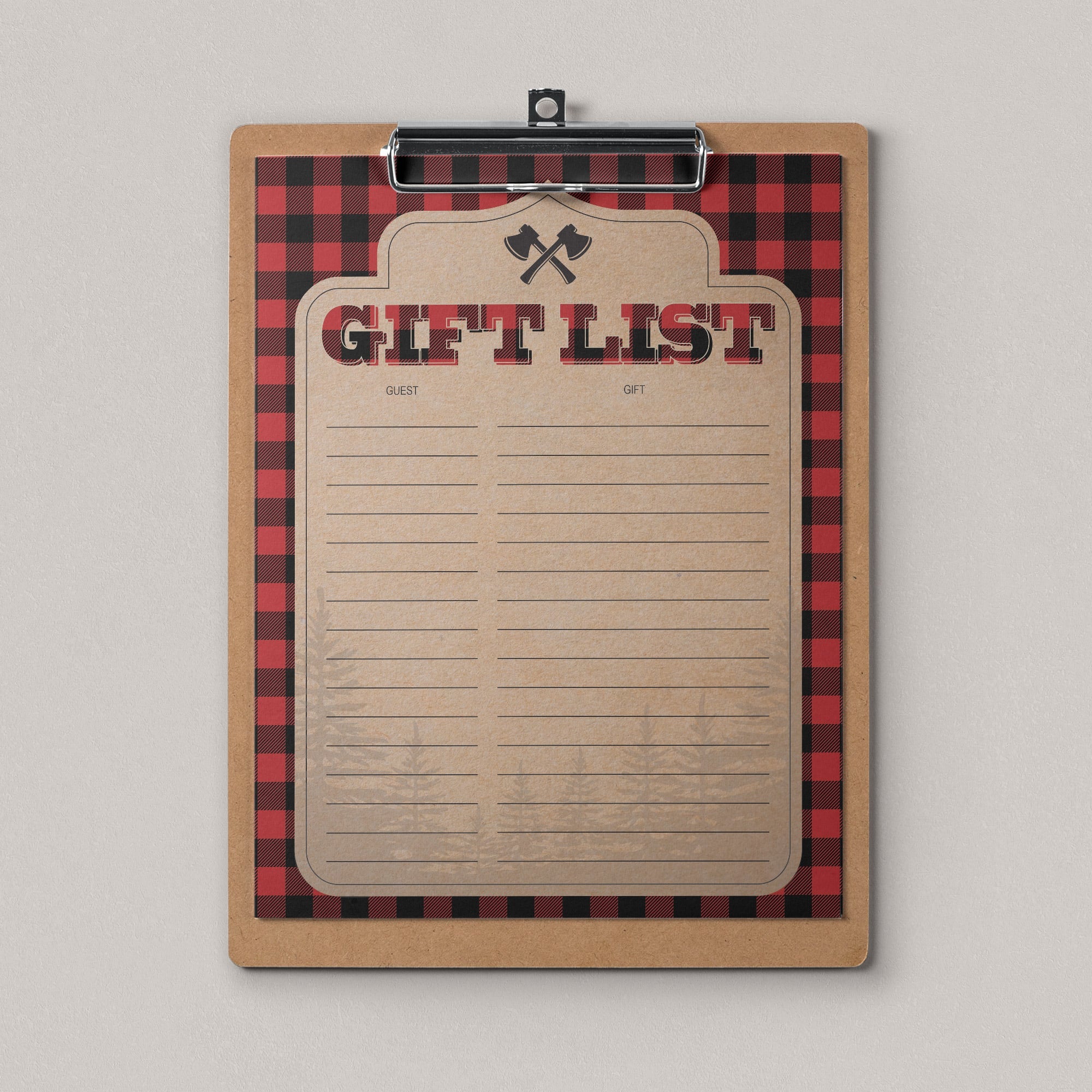 Printable gift list with rustic look by LittleSizzle