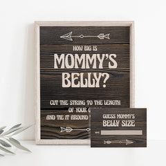 Guess mommy's belly size printable sign and cards rustic theme by LittleSizzle