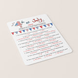 American Trivia Game for Fourth of July Party Printable & Virtual