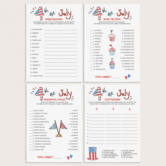 Independence Day Party Games Package Printable & Virtual by LittleSizzle