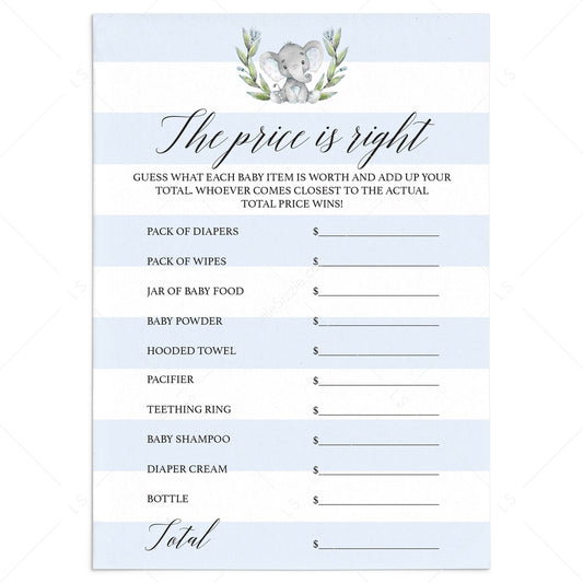 Baby Shower Price is Right game cards for boy by LittleSizzle