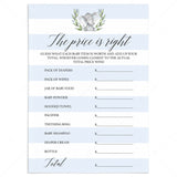 Baby Shower Price is Right game cards for boy by LittleSizzle