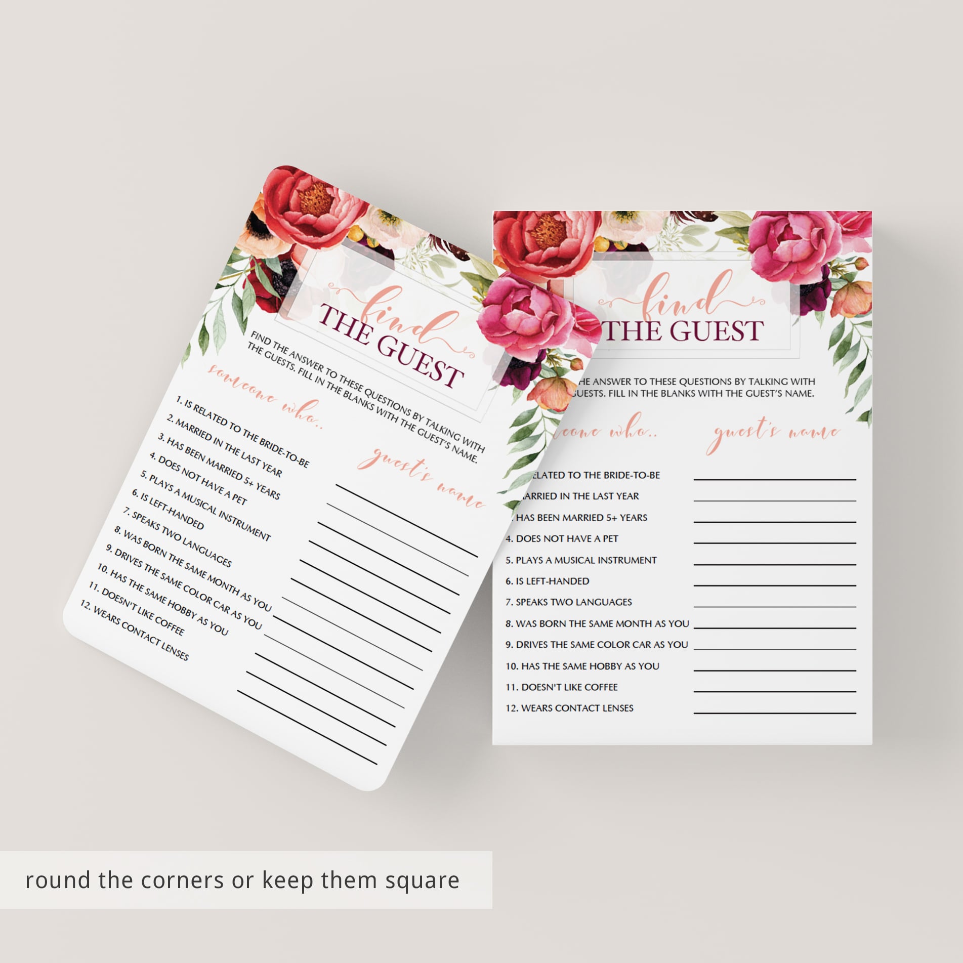 find the guest bridal game boho theme