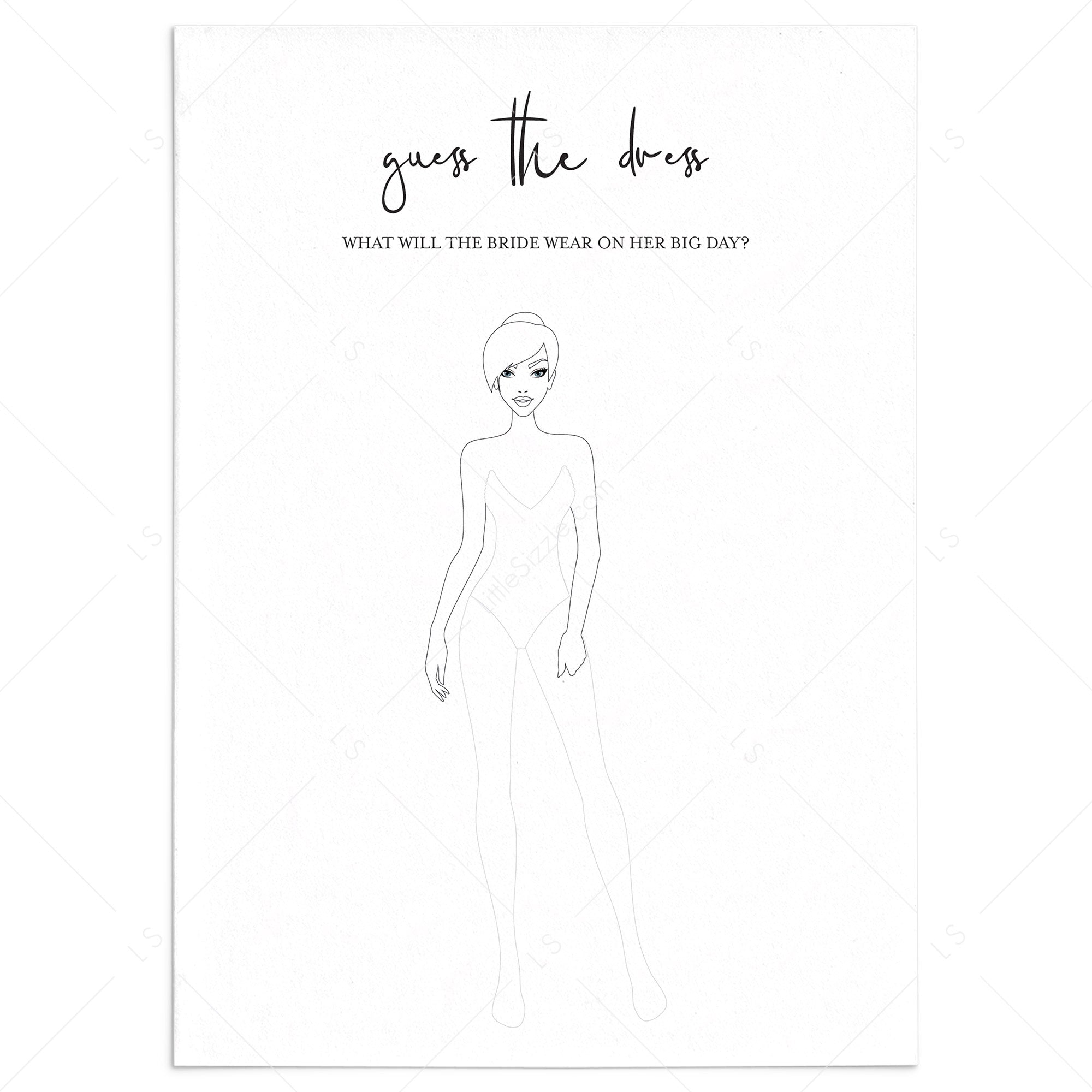 Modern Bridal Shower Activity Guess The Dress Printable by LittleSizzle