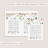 floral bridal shower word search printable game