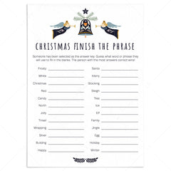 Printable Christmas Game for Groups Finish The Phrase by LittleSizzle