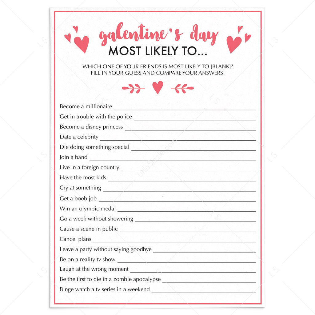 Most Likely To Game for Friends | Printable & Virtual Files – LittleSizzle