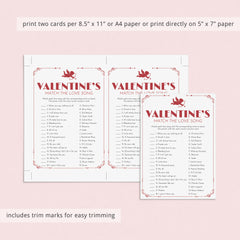 Valentines Love Song Match Game with Answer Key