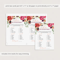 Red Floral Bridal Shower Games Package Download