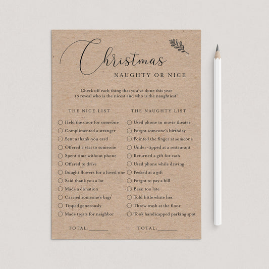 Rustic Christmas Game Naughty or Nice Printable by LittleSizzle