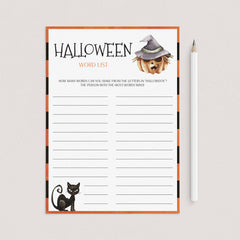 Halloween Words List Game Printable by LittleSizzle