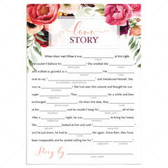 funny mad libs bridal shower games printable by LittleSizzle