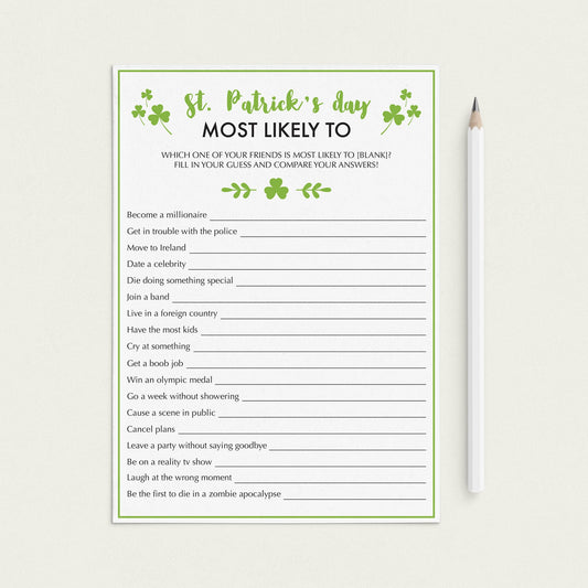 St Patricks Day Party Activity For Friends by LittleSizzle