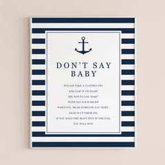 Dont say baby instructions printable for baby shower party by LittleSizzle