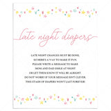 Cute baby shower activity for girl late night diapers by LittleSizzle