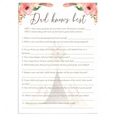 Boho baby shower ice breaker game Dad Knows Best | Editable PDF ...