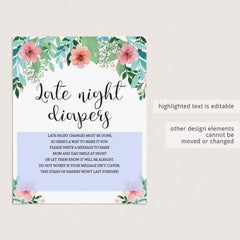 Instant download late night diapers sign flowers by LittleSizzle