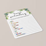 Baby Emoji Pictionary Game Greenery Printable & Fillable PDF Template