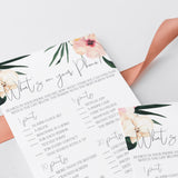Tropical Theme Bridal Shower Game Printable What's On Your Phone