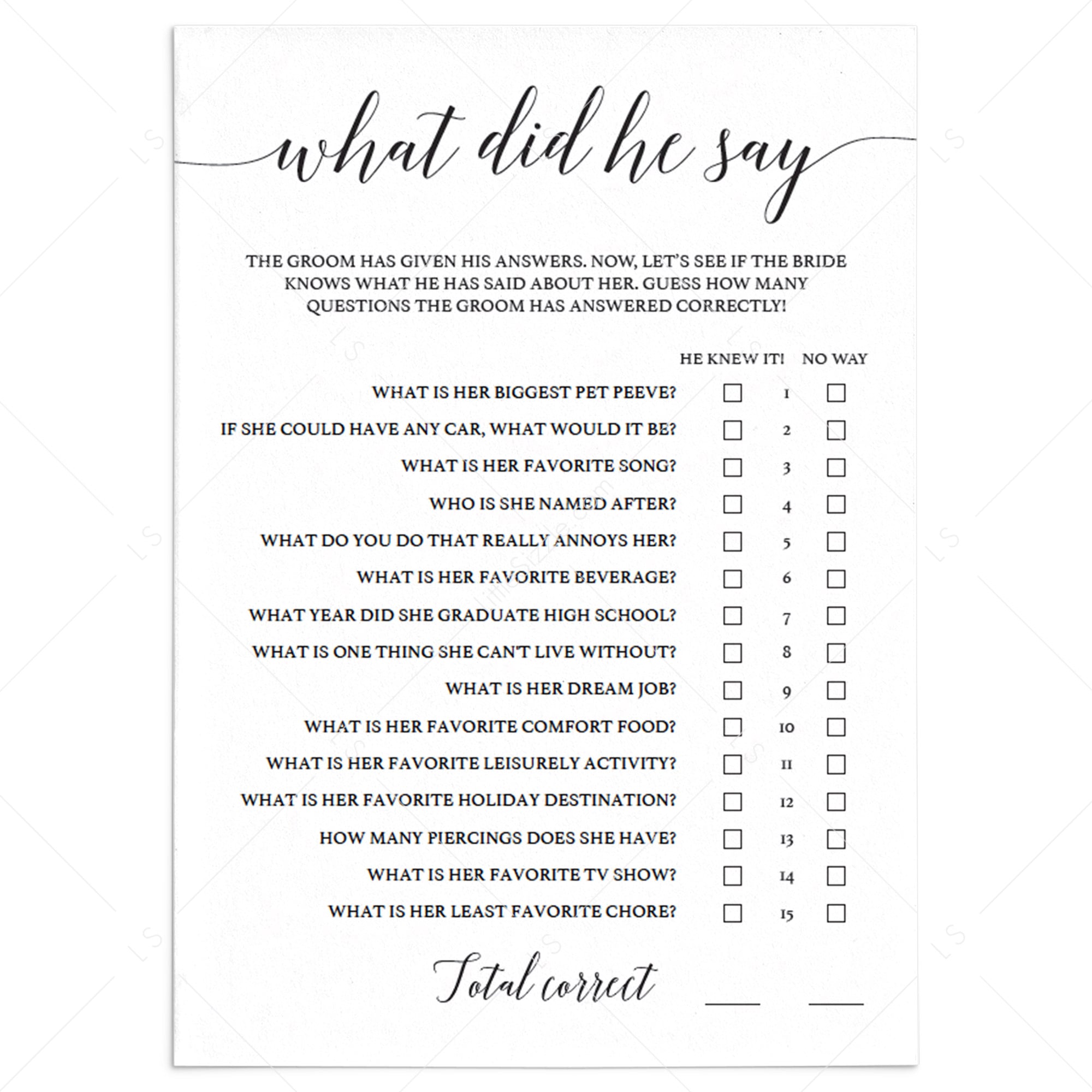 Editable bridal shower games by LittleSizzle