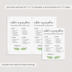 Whats on your phone game printable by LittleSizzle