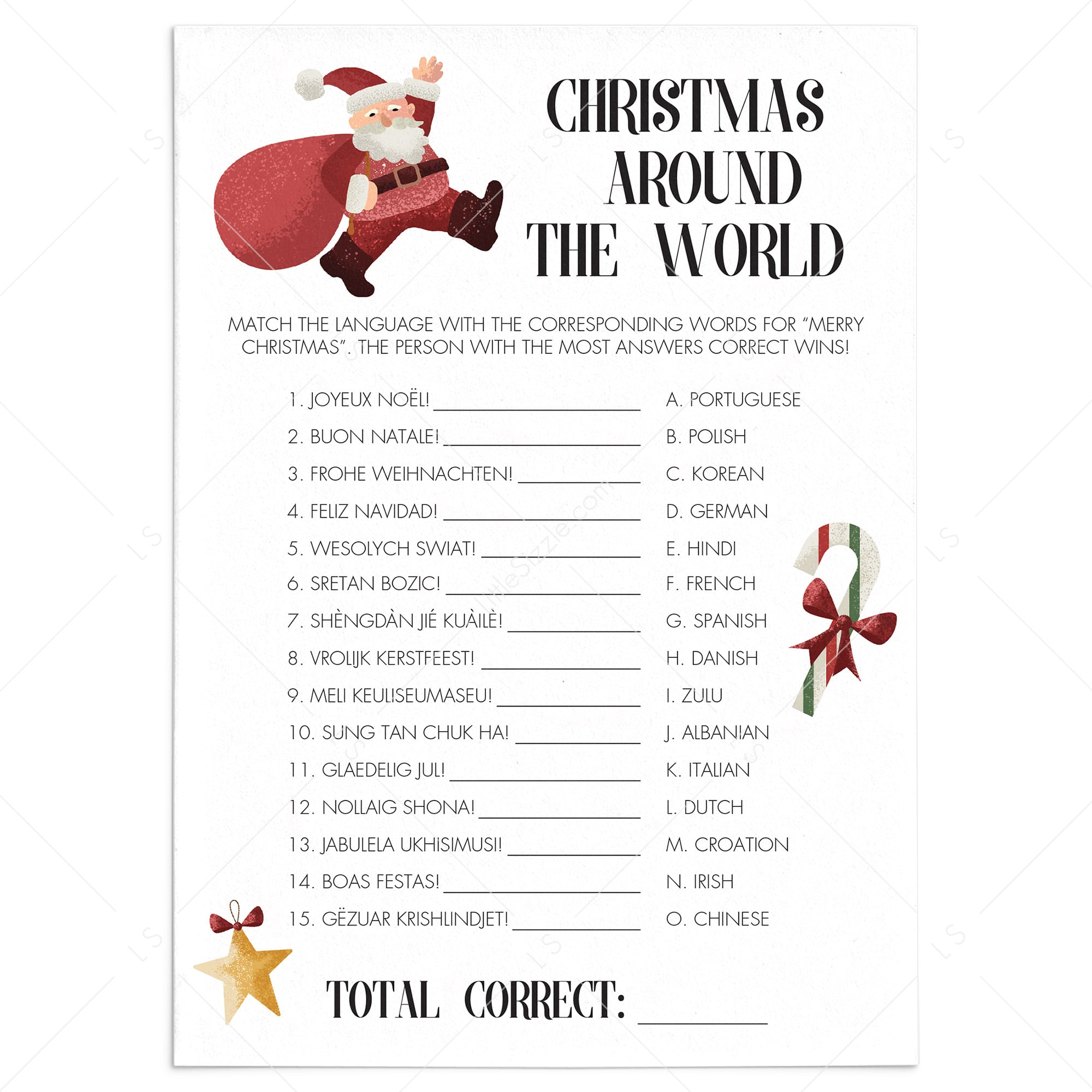 Funny Holiday Game Christmas Around The World Printable by LittleSizzle