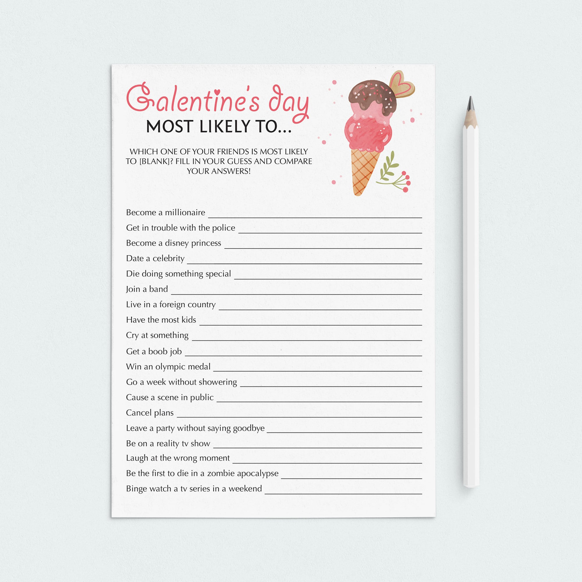 Fun Galentines Day Game for Zoom & Printable by LittleSizzle