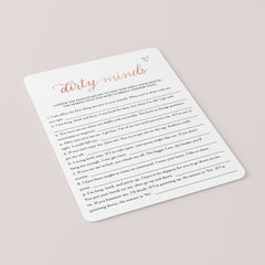 Dirty Minds Bachelorette Game Rose Gold Printable | Answers Included ...