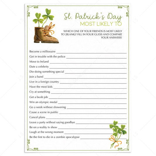 (Zoom) St. Patrick's Game for Friends Instant Download by LittleSizzle