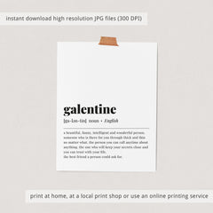 Galentine Definition Print Digital Download