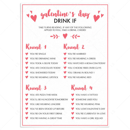 Galentine's Day Drinking Game Printable & Virtual Files by LittleSizzle