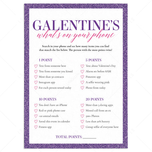 Galentine's Day What's On Your Phone Game Printable by LittleSizzle