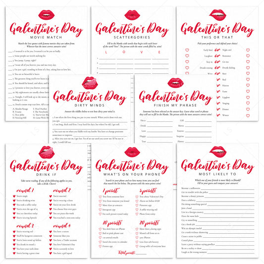 Printable Galentines Day Game Bundle Digital Files by Littlesizzle