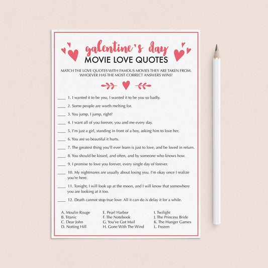 Galentine's Day Chickflick Game Instant Download by LittleSizzle