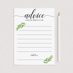 Advice for the Bride to Be Card Greenery Themed by LittleSizzle