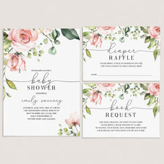 Blush Floral Baby Party Invitation and Cards DIY