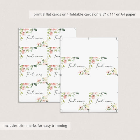 Blush Floral Food Card Templates | Instant download – LittleSizzle