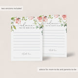 Floral Baby Shower Advice Cards Printable and Fillable Template