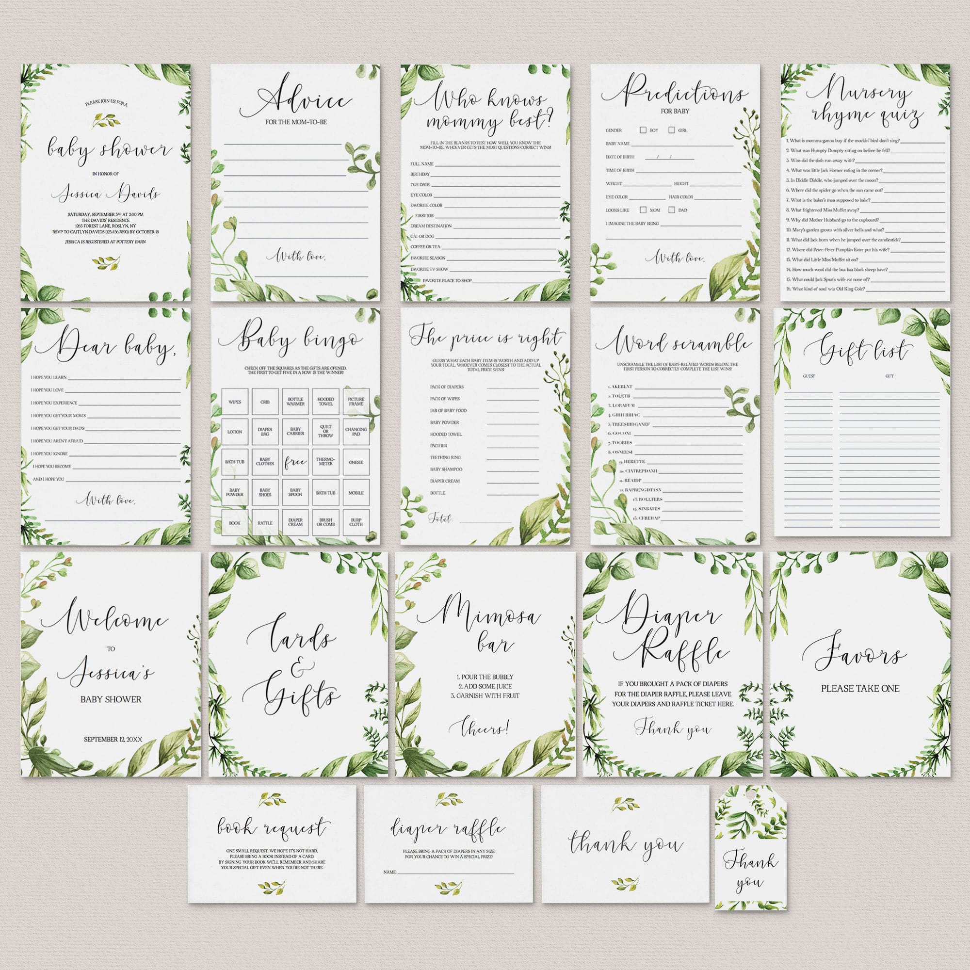 Garden Baby Shower Complete Bundle Printable by LittleSizzle