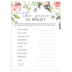 Guess the price for baby products baby shower game printable by LittleSizzle