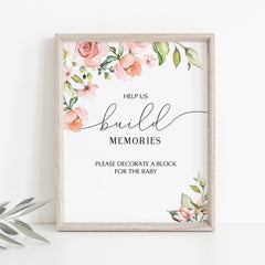 Block decorating station sign printable watercolor flowers by LittleSizzle