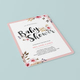 Blush Flowers Baby Shower Invitation Template