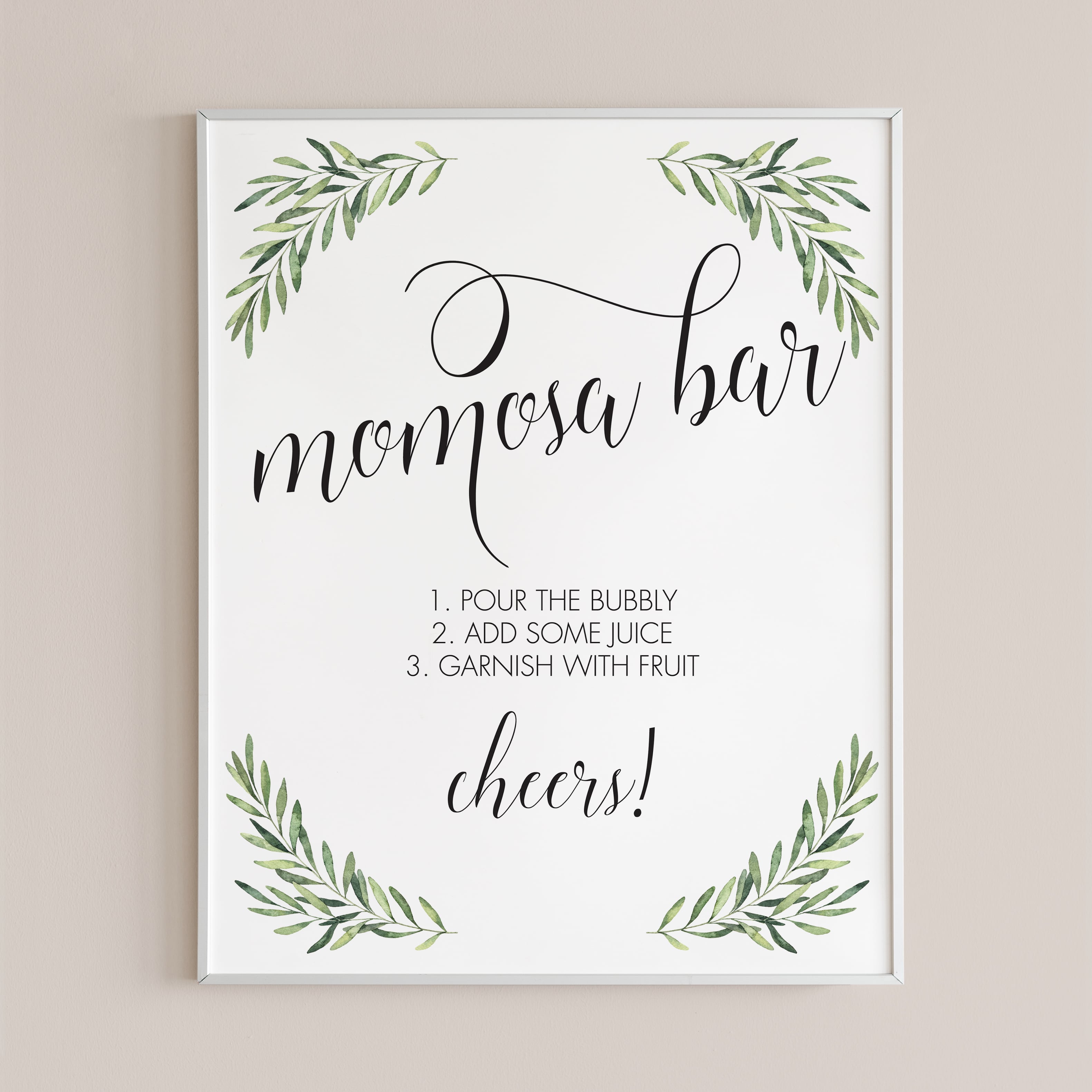 Greenery Momosa Bar Sign for Baby Shower by LittleSizzle