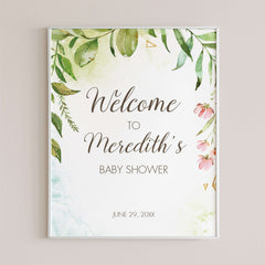 Garden Themed Baby Shower Welcome Sign Template