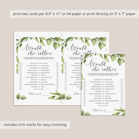 Big Bridal Shower Games Pack Greenery Theme | Printable download ...